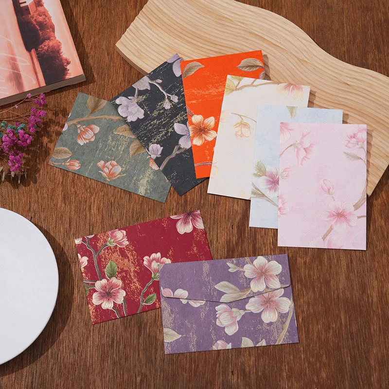 Custom Retro Cloud Brocade Floral Handwritten Ancient Style Large High-End Envelope Bag In Stock Invitation Card