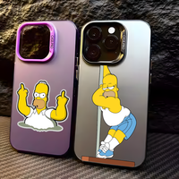 Simpson FUNNY Gift Phone Case For IPhone 16 15 14 13 12 11 Pro Max Black Matte Multicolor Laser Metallic Aurora Funda