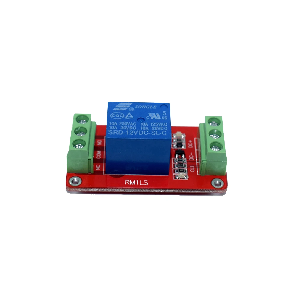 Módulo de relé de 1 canal, disparador de bajo nivel, Terminal bidireccional, placa de relé expandible con luz de señal roja y azul, 5V, 12V, 24V