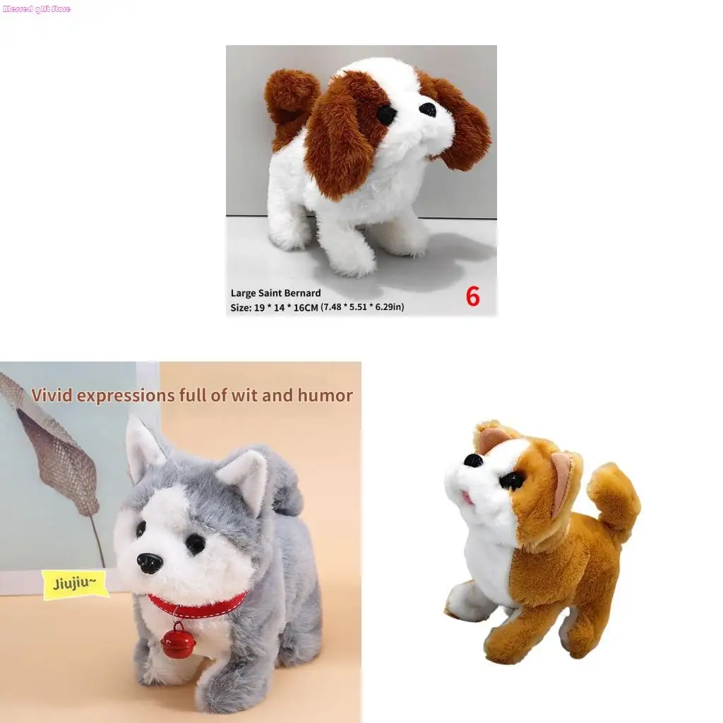 D0JC Automatic Robot Dog Toy For Kids Plush Stuffed Puppy Driven Play Voice Response Electric Pet For Toddler Fun