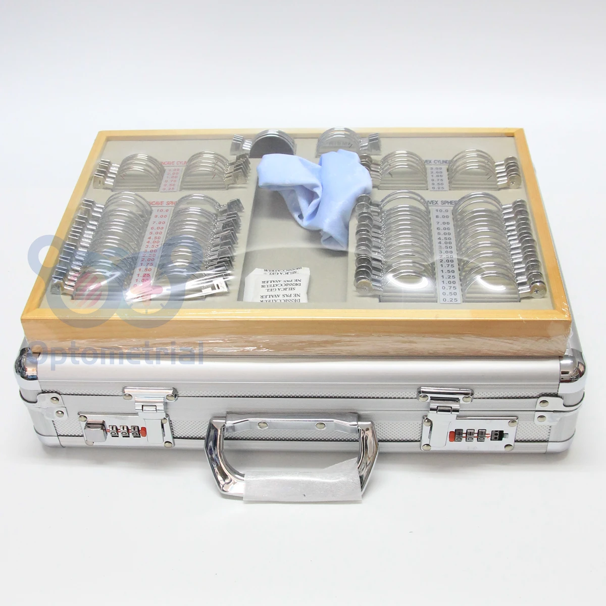 Optometric Trial Lens Set MT104-A1B A1 104 pcs Rim Full Aperture 36mm Shiny Metal Rim Trial Lens Set Aluminium Carrying Case