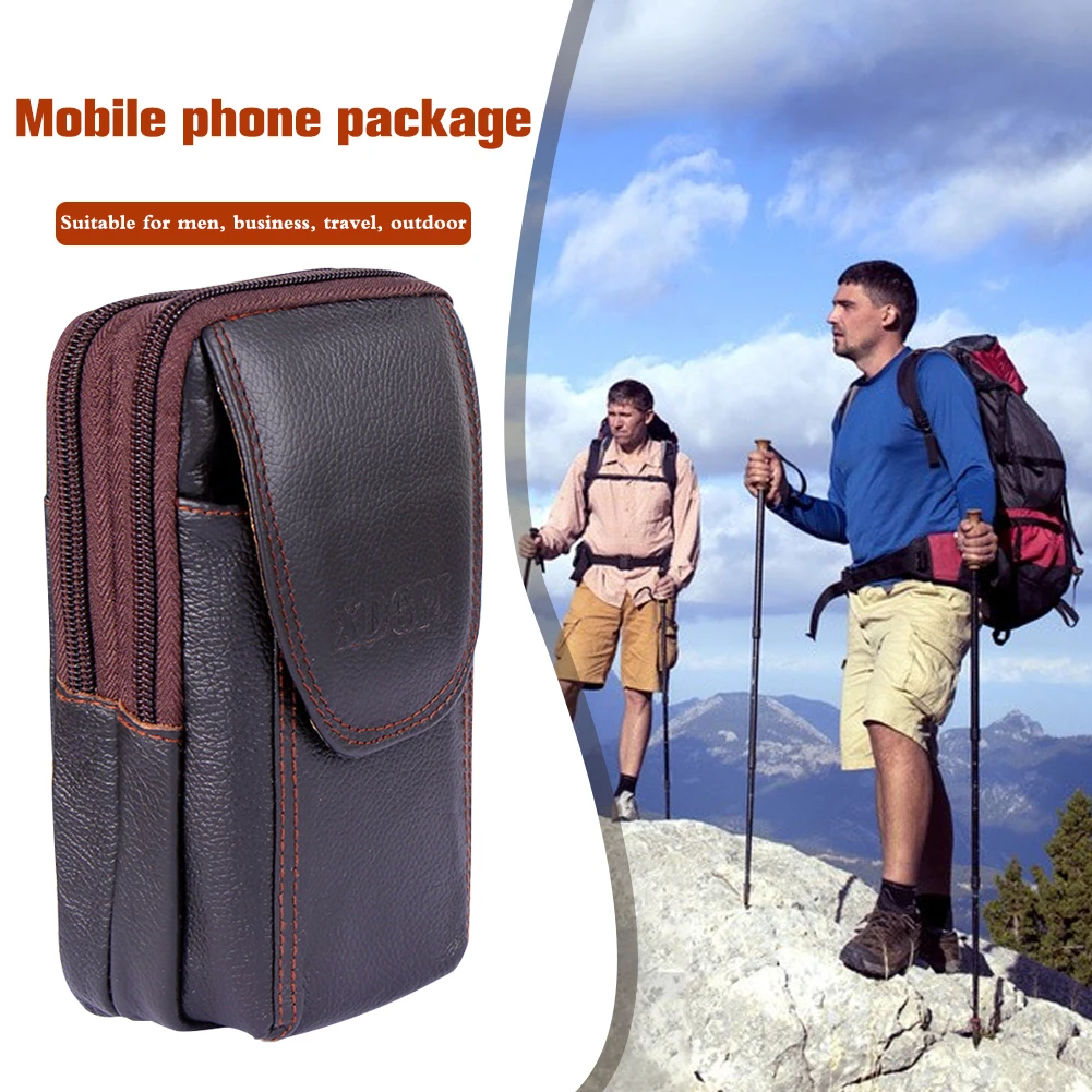Männer Münzfach Tasche Outdoor Sport Taille Tasche Rindsleder Brieftasche Reißverschluss Geldbörse Handy Halter Tasche für Münzen für Bestes Geschenk