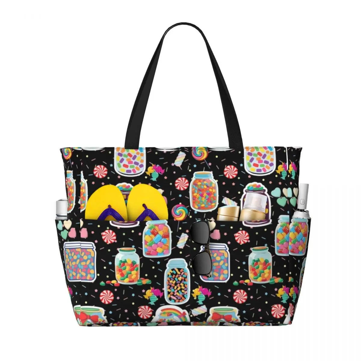 

Candy Land Pattern Summer Beach Bag Large Capacity Shopping Bag Fashion Tote Bag For Travel