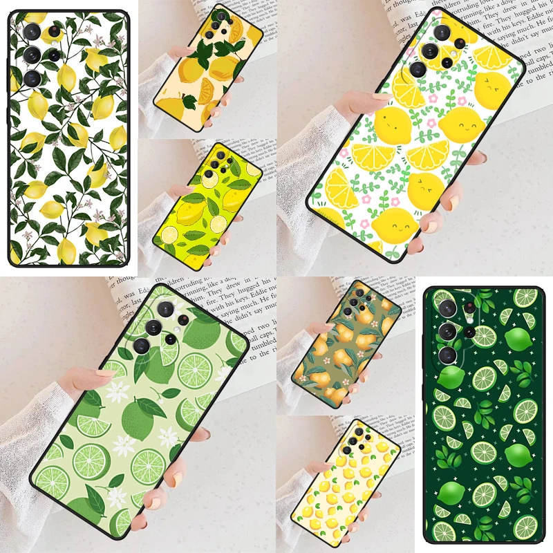 Summer Lemon and Leaf Cell Phone Case for Samsung Galaxy S26 Ultra S25 S24 S23 S22 S21 S20 Note10 Cover