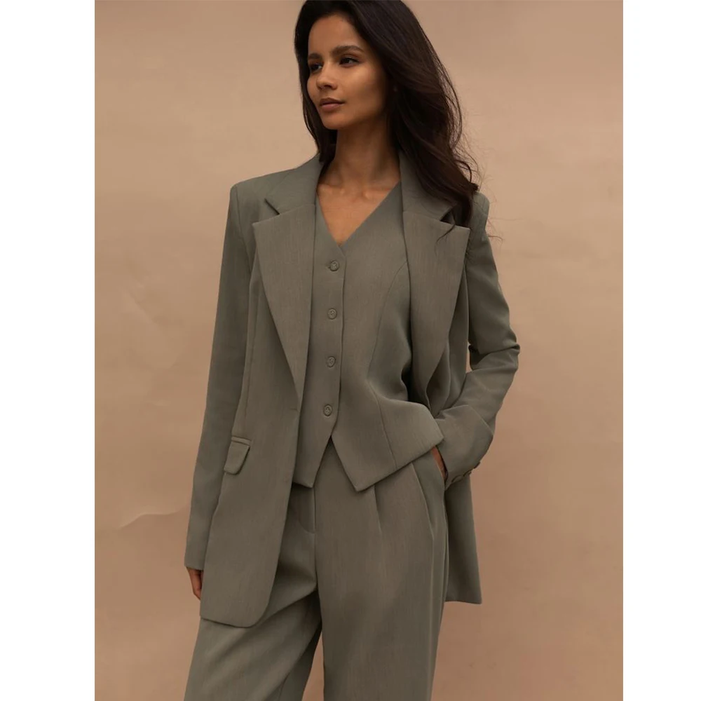 Three Piece Women\'s Suit Solid Color Casual Business Single Breasted Suit Elegant Women\'s Sets to Dress New in Matching Sets