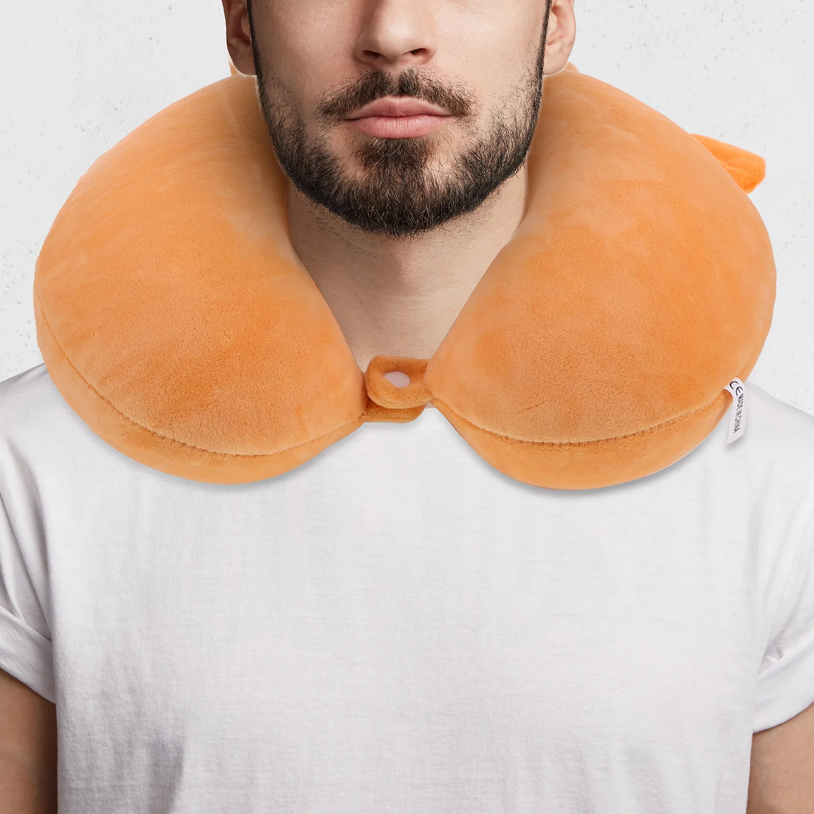 Lindo León de dibujos animados Animal relleno almohada de cuello en forma de U almohada de viaje de espuma viscoelástica para avión coche tren reposacabezas comodidad naranja
