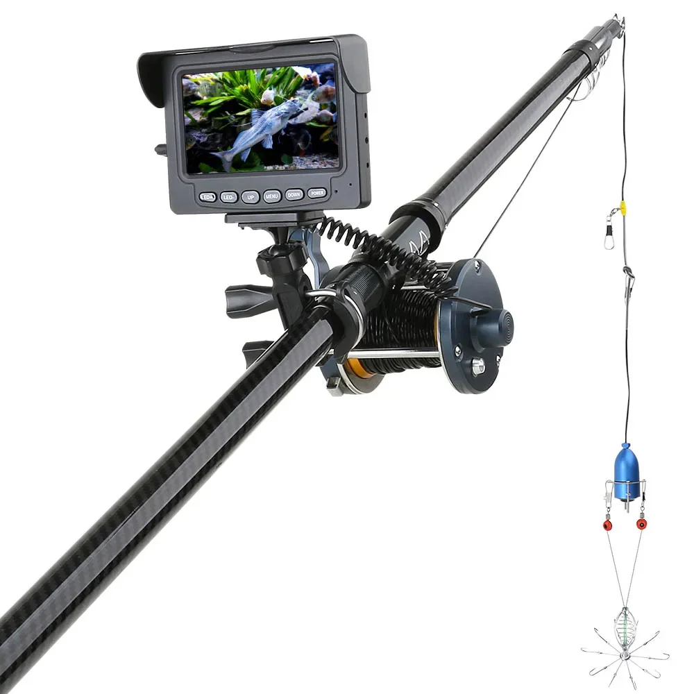 

30M 4.3 inch Monitor 1200TVL Fish Finder with 10PCS LED Night Vision 195 Degrees Metal Sea wheel Camera For ice Fishing