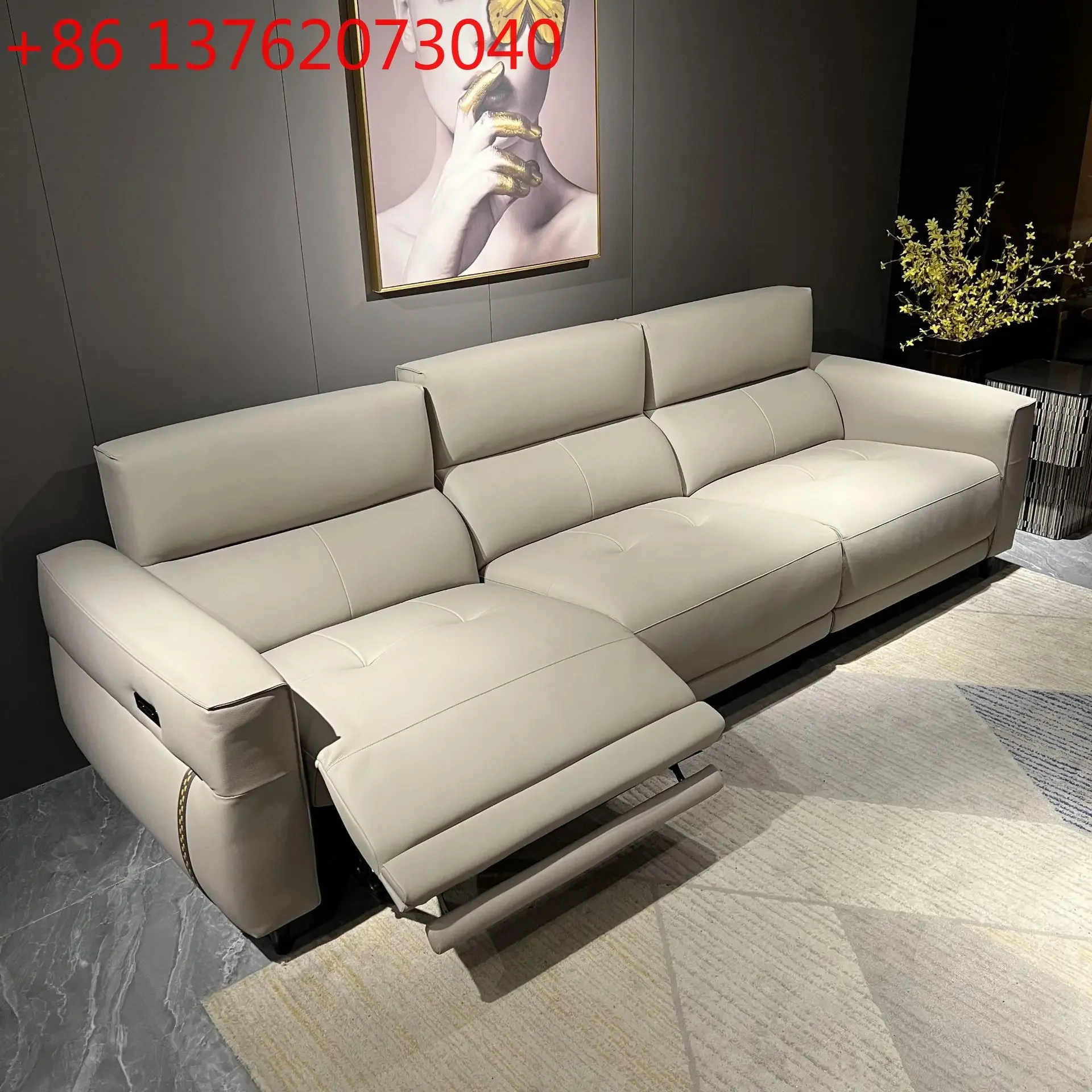 

Итальянский минималистичный кожаный диван-блок в стиле лёгкой роскоши для гостиной, электрический, многофункциональный, с возможностью установки вплотную к стене.