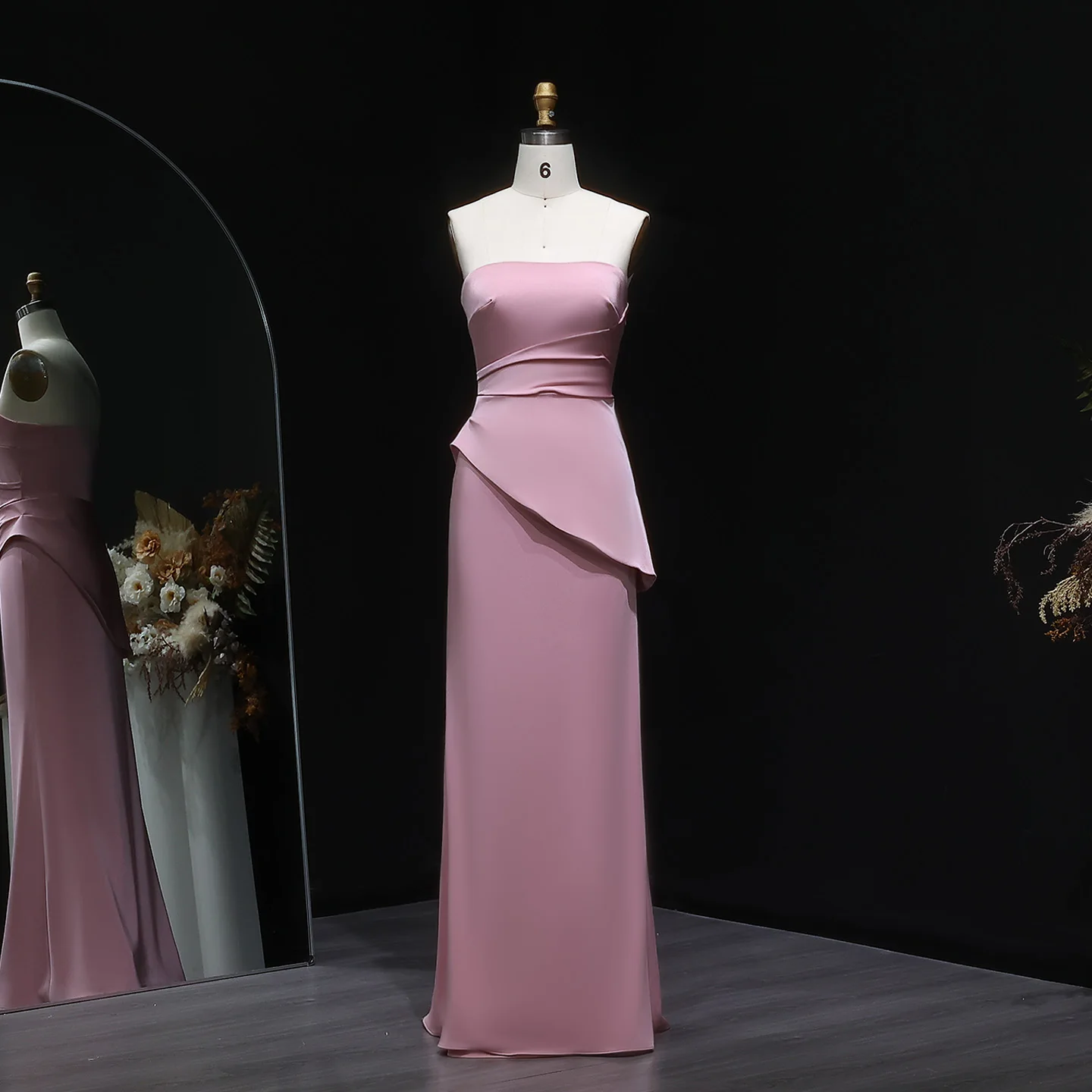 Sharon disse coral rosa sem alças drapeado vestido de noite bege com cristal bordado para mulher casamento árabe sf456 personalizado