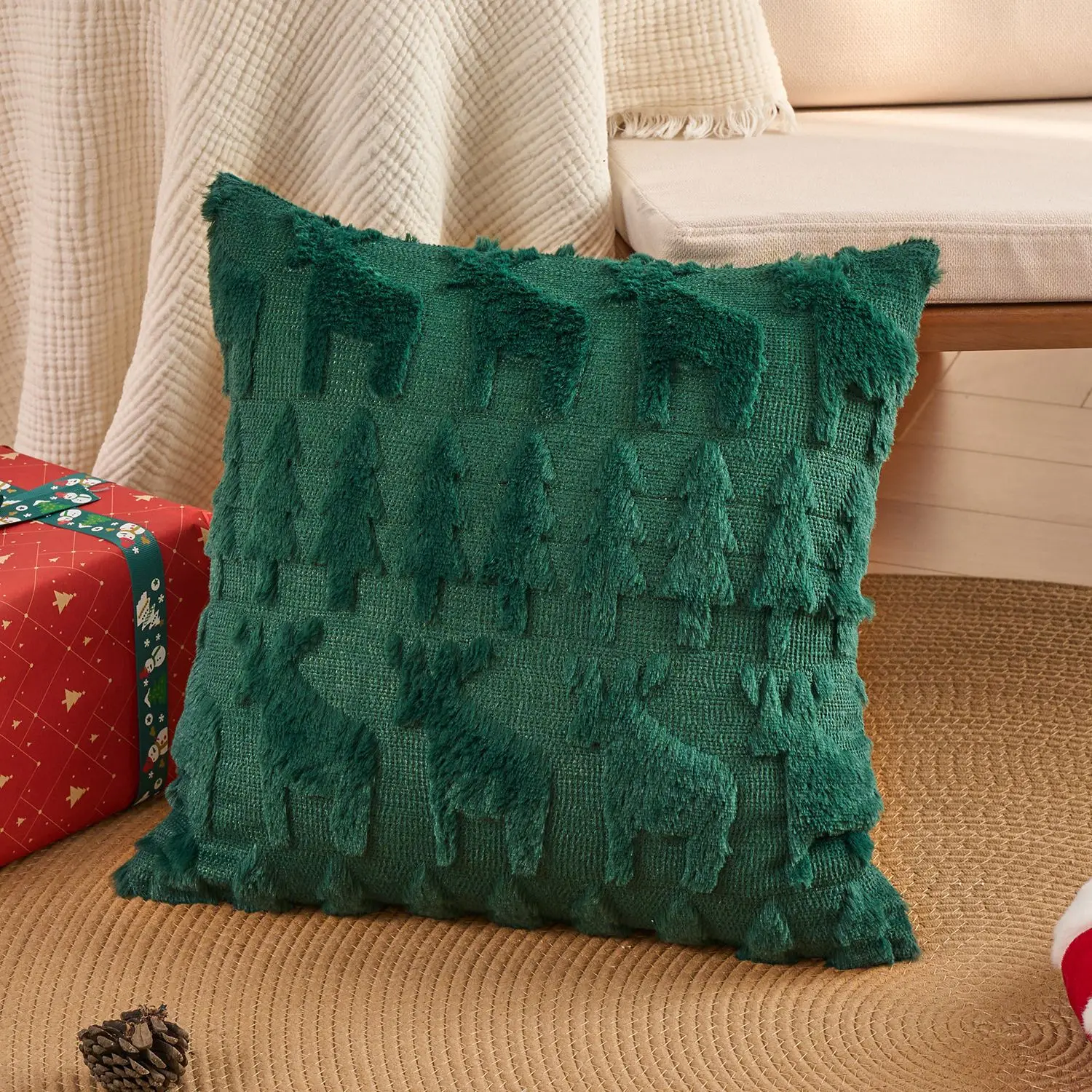 Weihnachts-Plüsch-Kissenbezug- – Embroidery Xmas Tree Bewertung und Preis
