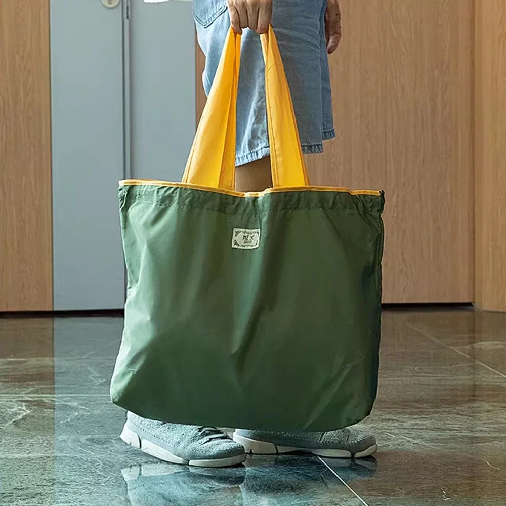 Tragbare Handtasche Leichte Tragetasche Wiederverwendbare Einkaufstaschen Faltbare Große Hochkapazitäts-Einkaufstasche mit Kordelzugverschluss – Detail 2