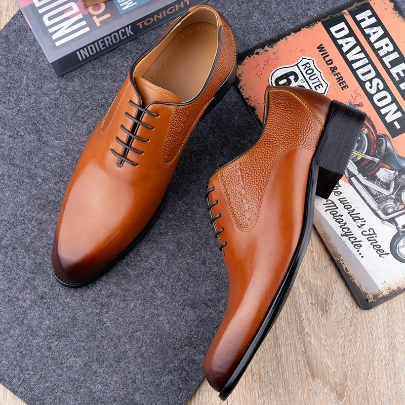 

Formal Men's Shoes Fashion Style Men Italian Shoe High Quality Dress Oxfords Handmade Office Party Genuine Leather Business Shoe