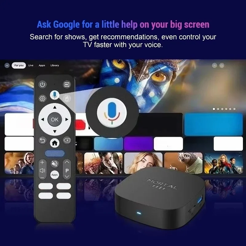 MORTAL T1+ Android TV Box 8GB 128GB Rockchip RK3518 WIFI6 BT UI Interface 8K HD Media Player Voice Assistant Set Top Box IPTV