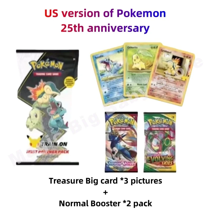 Oryginalna oryginalna karta Pokemon PTCG z okazji 25. rocznicy USA Wydanie Treasure Big Card Specjalne opakowanie 8 stylów