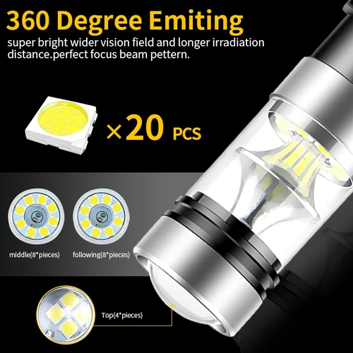 Imagen 2 del producto 2 uds para Chevrolet Malibu Trax Dacia Duster Logan 2 Sandero luz LED de circulación diurna bombilla DRL lámpara Canbus W21/5W 7443 T20