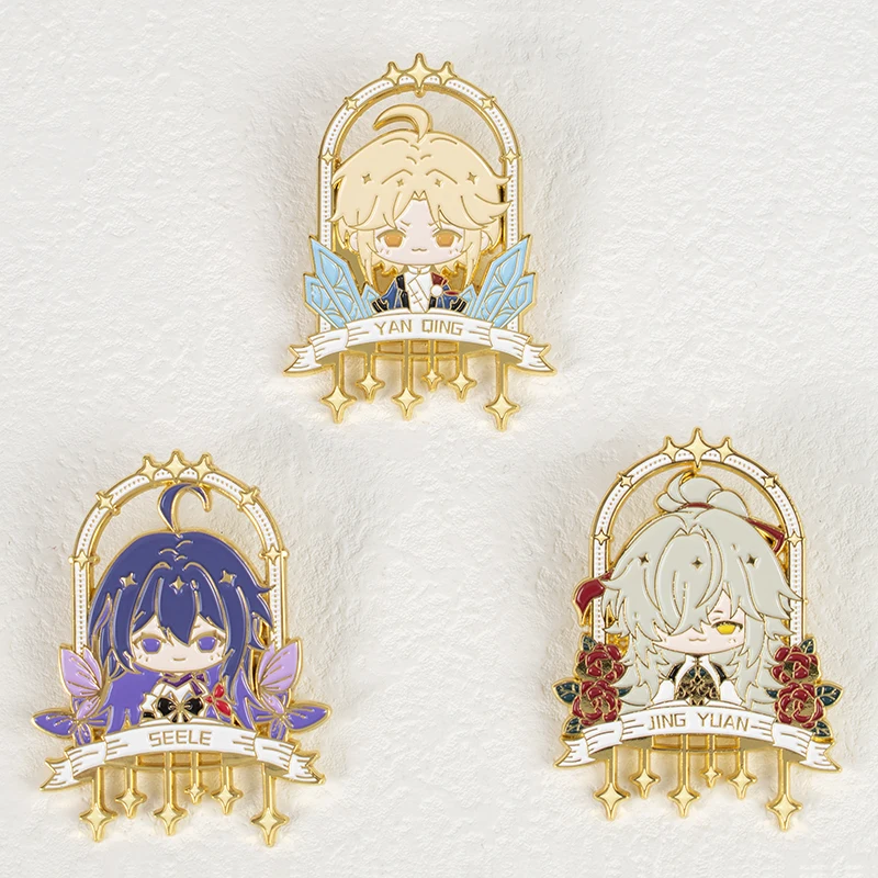 

Аниме Honkai: Star Rail Jingyuan Yanqing Luocha Dan Heng Seele Q версия металлический значок брошь булавки Косплей Кулон