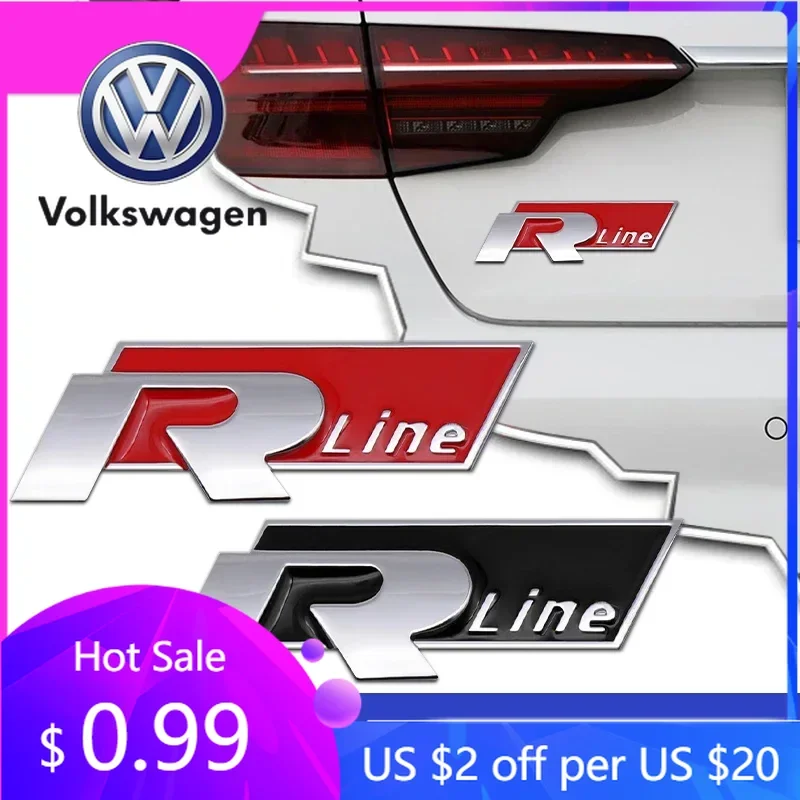 

For VW Volkswagen Jetta MK5 Golf 1Pcs 3D Metal R Line Car Trunk Emblem Sticker Auto Accessories For Volkswagen Santana GTI Rline
