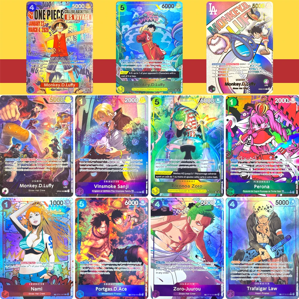 Anime characters ONE PIECE Roronoa Zoro Nami DIY Homemade Xtreme TR English version toys Collection card Christmas birthday gift
