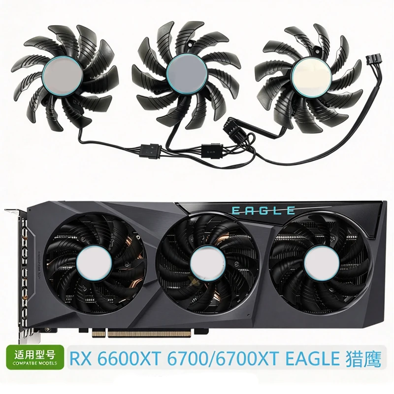 GPU Cooling Fan for GIGABYTE RX6600XT 6700 6700XT EAGLE Graphics Card, 75mm Fan Diameter, 40mm Mounting Hole Spacing