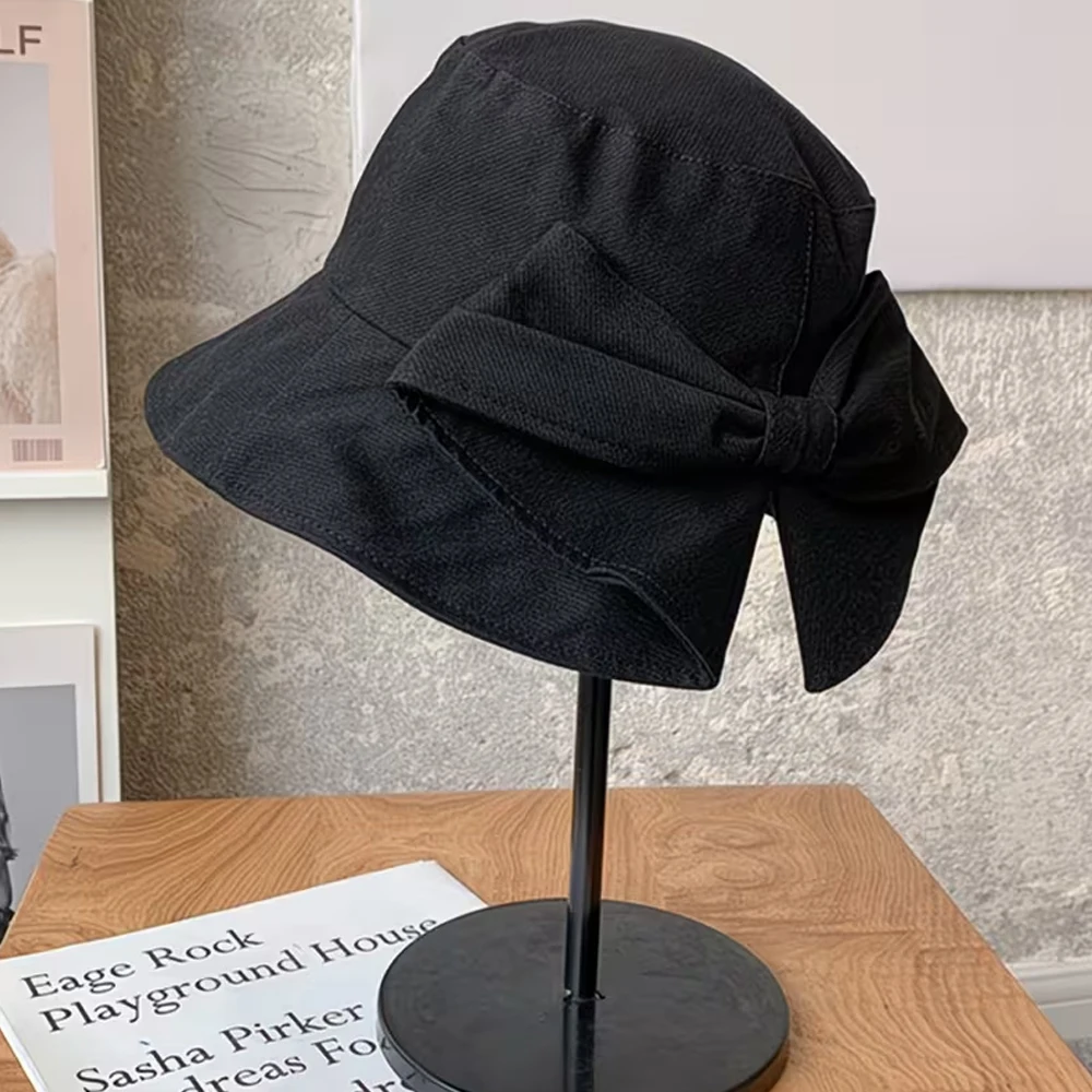 Women's Bowknot Bucket Hat, Spring and Summer Outdoor Sun Hat, Face-Covering Double-Sided Uv Protection Sun Hat, Double-Sided Solid Color Foldable Sun Hat, Suitable for Daily Wear, Commuting, and Travel