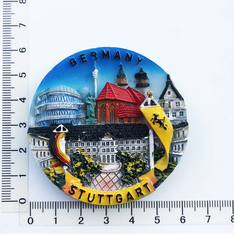 Stuttgart, Germany Fridge Magnets Travel 3D Memorial Magnetic Refrigerator