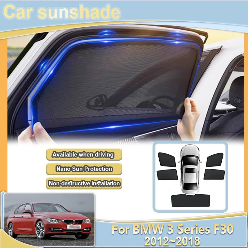 For BMW 3 Series F30 2012 2013 2014~2018 Car Mesh Sun Shade UV Blocking Sunscreen Windshield Curtains Window Visors Accessories