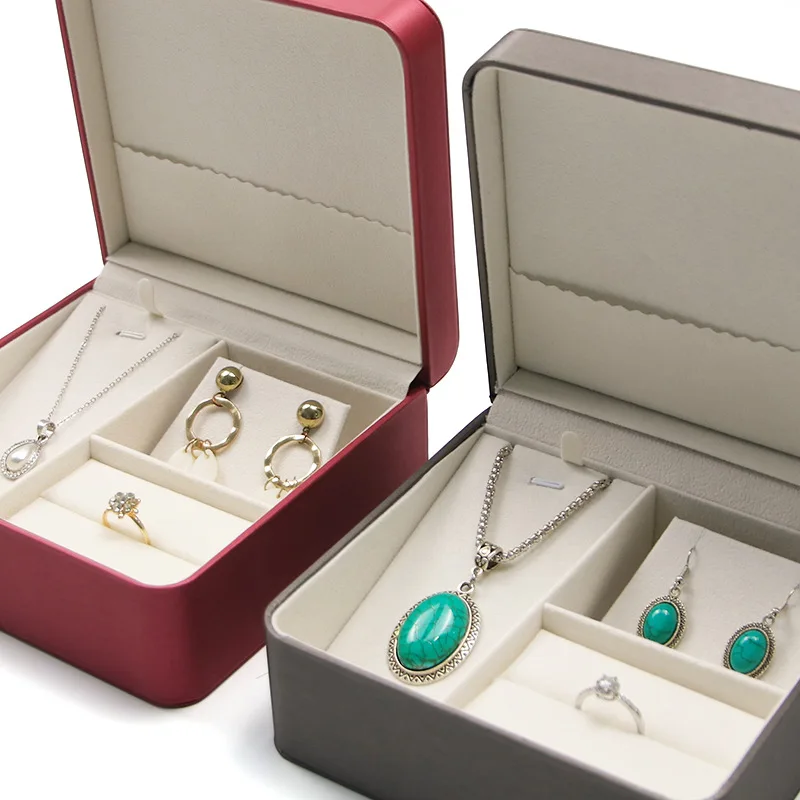

New Faion Jewelry Box PU Leather Matte Fini Ring Nelace round Corner Set Box Trendy ular Accory Storage Solution