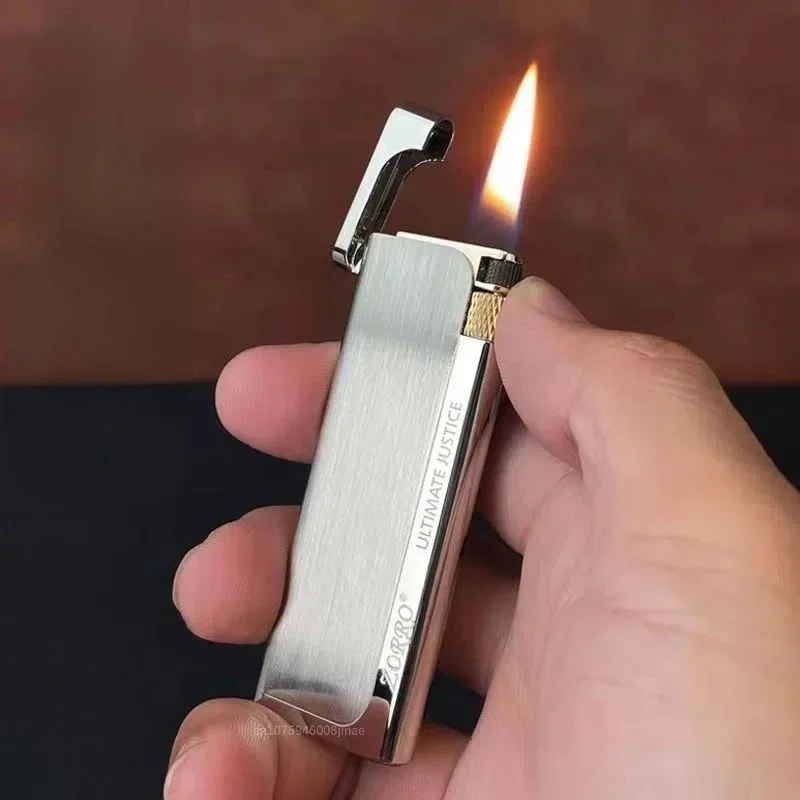 Zorro Ultra Thin Metal Grinding Wheel Side Slip Pure Copper Butane Gas Lighter Mini Portable Smoking Accessories Gifts for Men