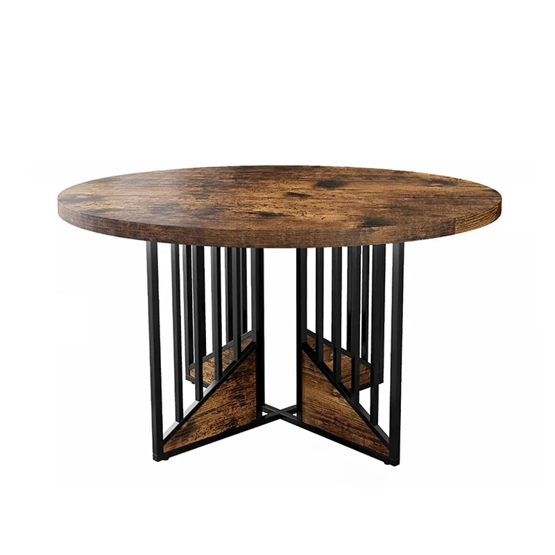 

Simple wooden round dining table industrial style restaurant restaurant dining table and chair combination noodle restaurant