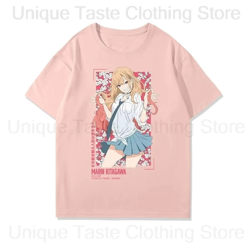 Anime Mein Dress Up Darling T Hemd Kitagawa Marin Cartoon Print T-shirt Männer Frauen Hohe Qualität Lose Baumwolle Kurzarm T Tops
