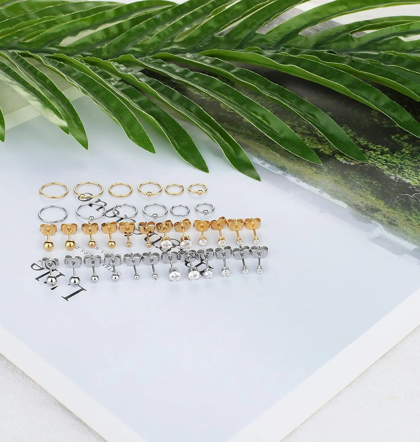 Women's Stainless Steel Stud Earrings, Gold/Silver