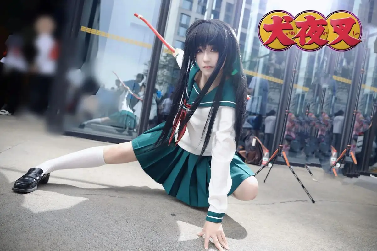 Higurashi Kagome Cosplay Costume Anime Inuyasha Kagome Cosplay Sailor School Girl Uniform Student Skirt Halloween Women Girl Cos view 5