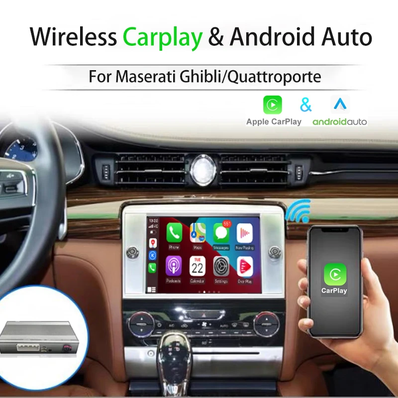 

Wireless Carplay Android Auto Interface For Maserati Ghibli Quattroporte 2013-2016 Reverse image interface box Plug and Play