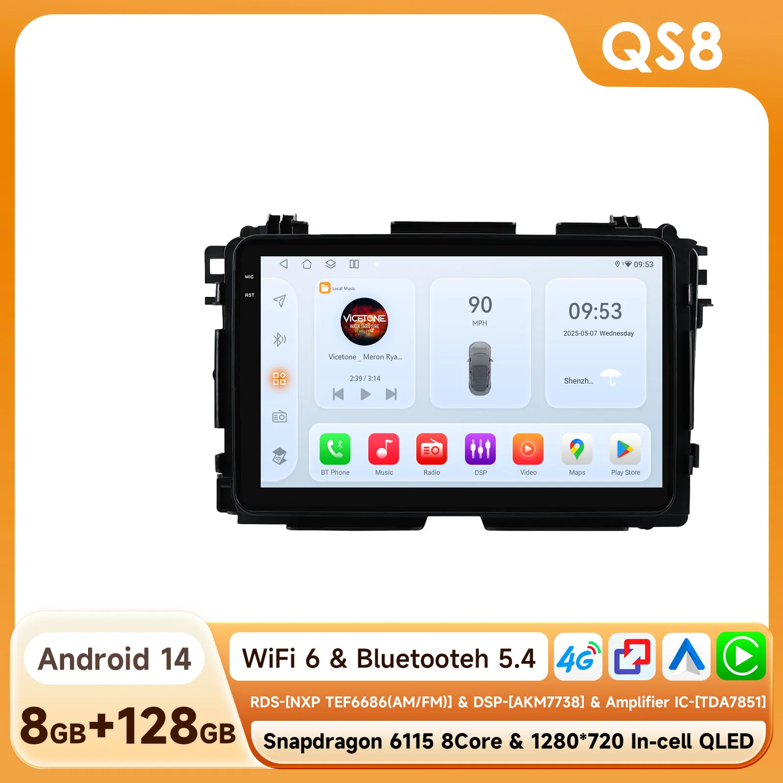 CarPlay Android Auto autoradio voor Honda Vezel HR-V HRV XRV 2013 - 2022 GPS Intelligent Systems Stereo Multimedia Autoradio 4G