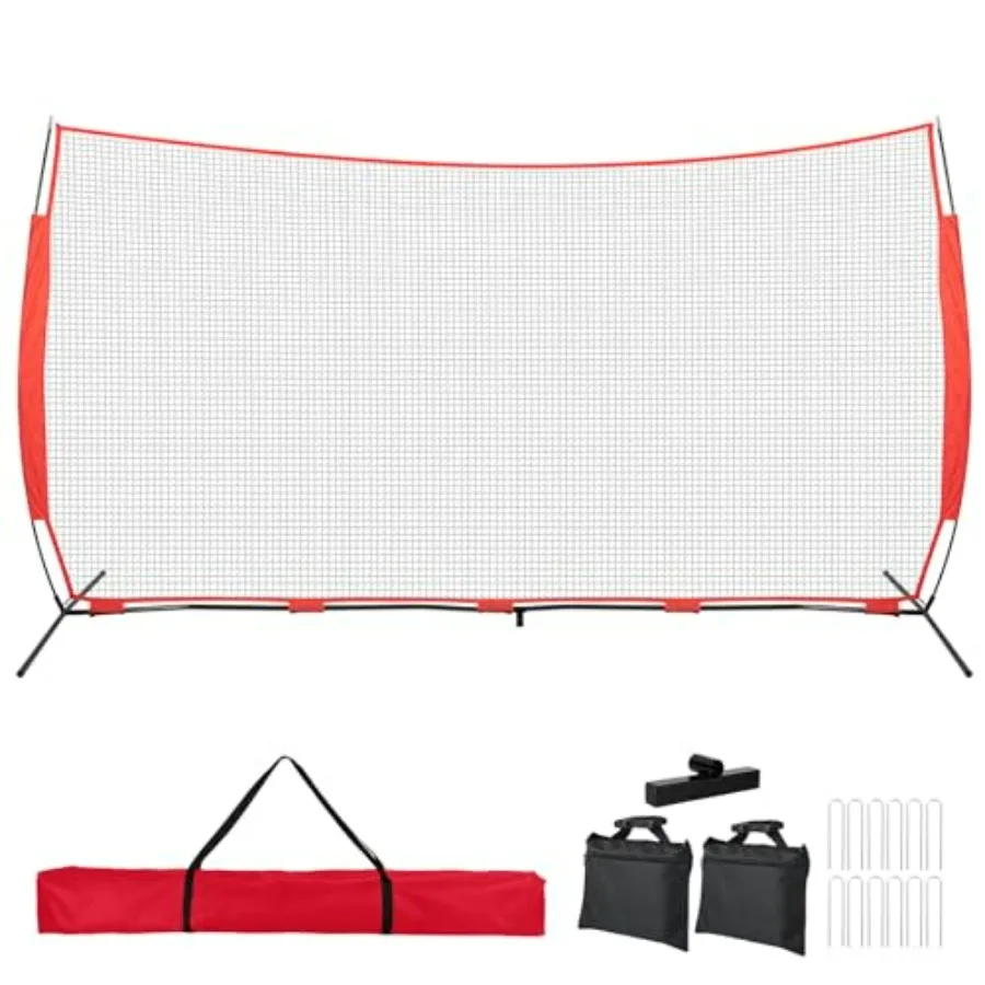 

7x7ft 10x16ft 10x20ft Portable Sport Net with Handbag and 12 Ground Nails Stable Backstop Net for Softball Lacrosse Soccer Base