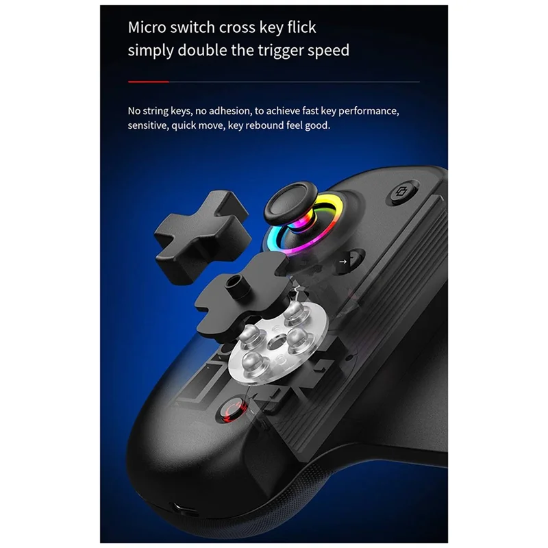 

ABKI-D8PRO RGB Tablet Controller Wireless Controller For Switch Game Bluetooth Stretch Joystick For P4 Android
