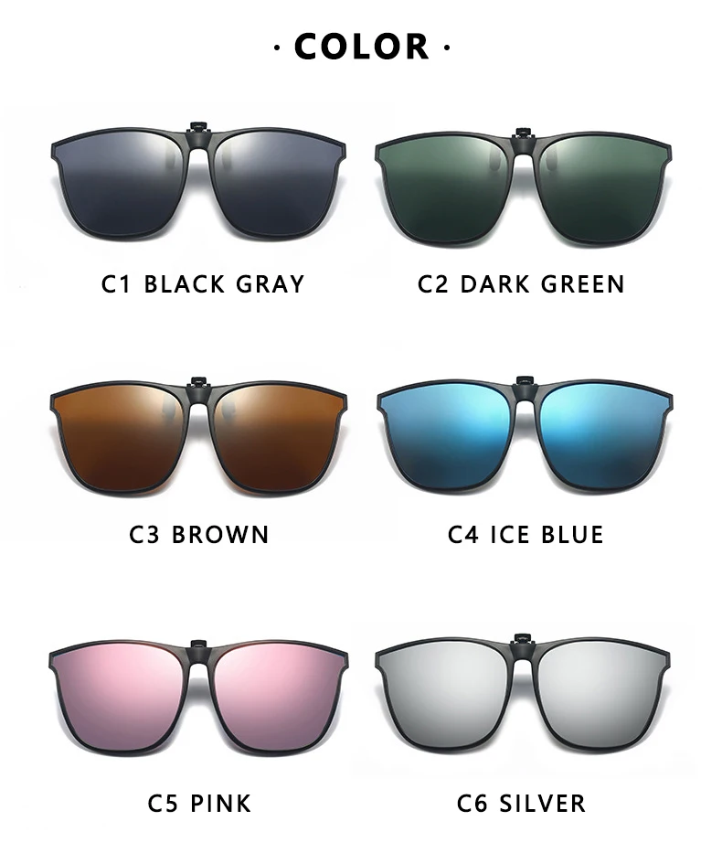 Polarisierte Clip Auf Sonnenbrille Männer Auto Fahrer Brille Nachtsicht Gläser Anti Glare Vintage Quadratische Gläser Oculos – Detail 8