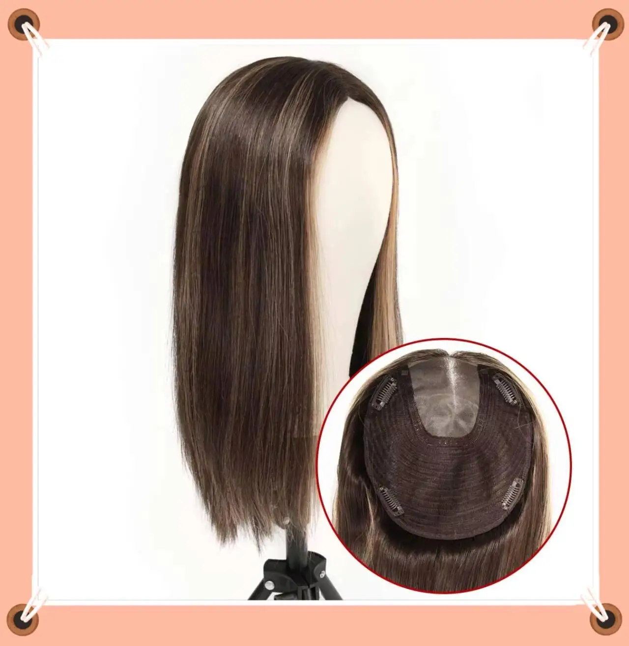 TUW28 Mono Topper with Weft Women's Hair Replacement Systems Human Hair Topper for Women Mono Toppers Hair Piece for Women Remy