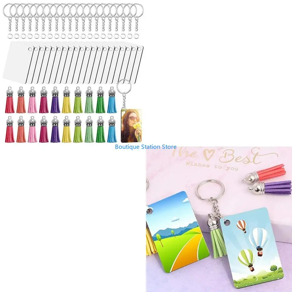 

Y55F 80 шт. пустые продукты для сублимации, брелок с пустой кисточкой для кольца для ключей, открытый прыжок R