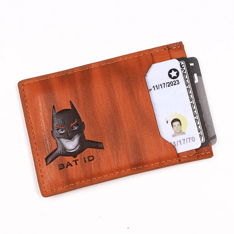 PU Leather Bat ID Wallet Short Slim Minimalist Front Pocket Card Holder Wallet With Cutout Superhero Face Mask Eyes Gift For Men