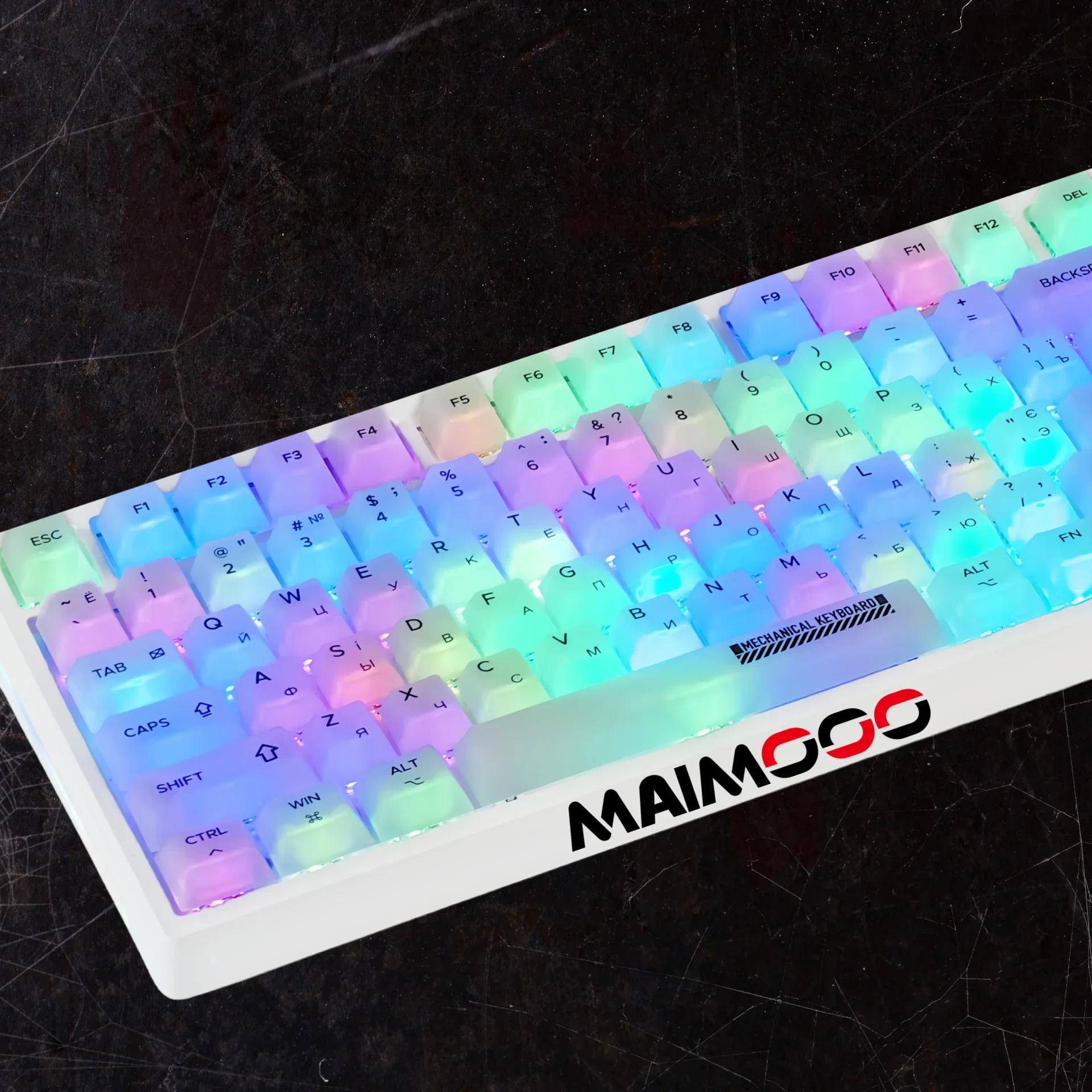 Translucent Russian Keycap Matte 122Key Cherry PC Material DIY Mechanical Keyboard Simple Office Game Matte Milky White Keycap