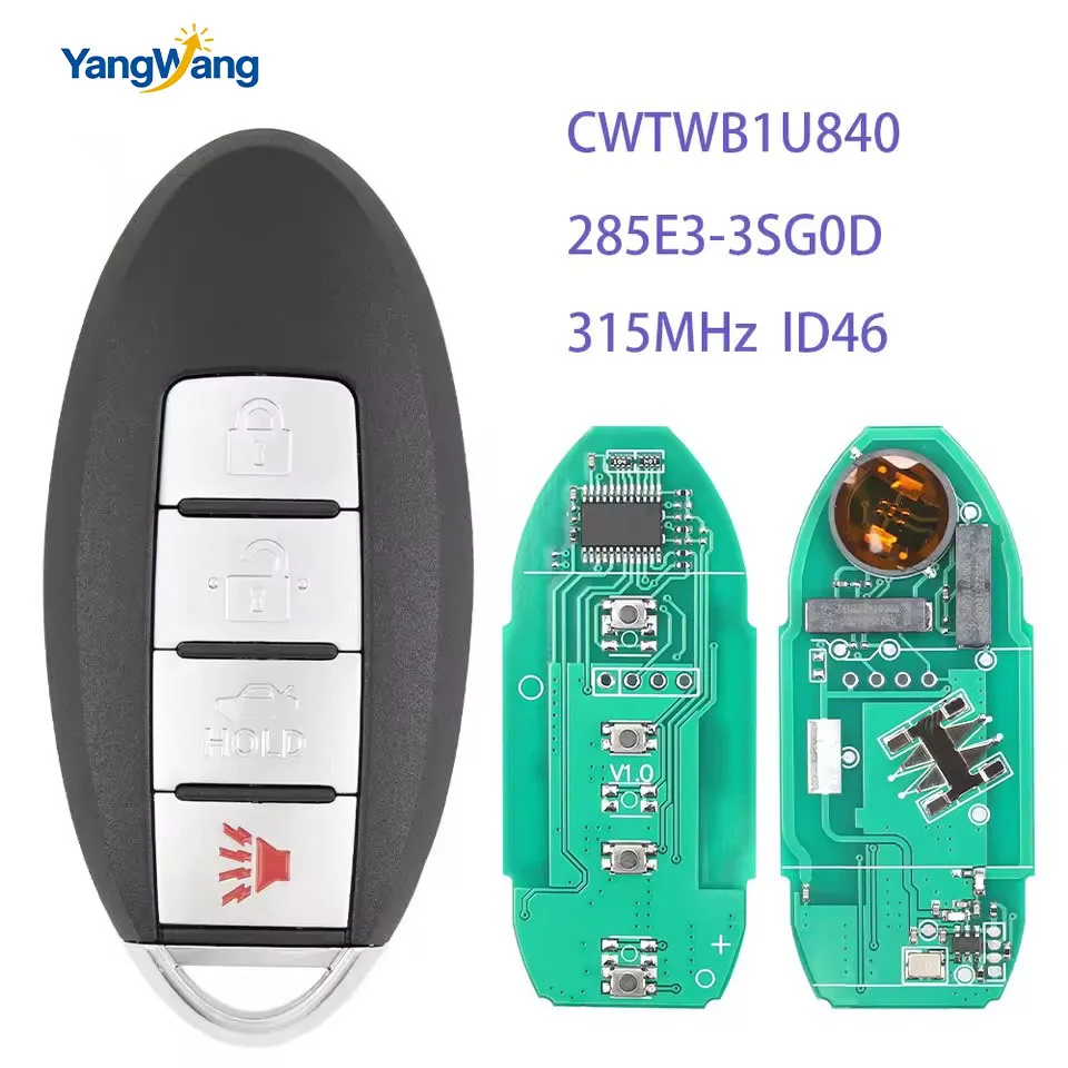 YangWang Remote Car Key 315MHz ID46 Chip For Nissan Sentra Versa Leaf 2013 2014 2015 2016 2017 2018 2019 CWTWB1U840