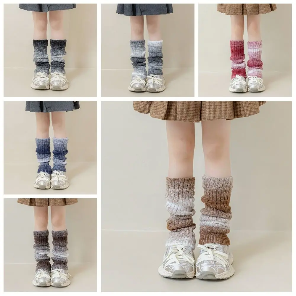 Fashion Korean Style Children's Leg Warmers JK Lolitas Knitted Leg Cover Foot Cover Pile Socks Gradient Color Socks Girls