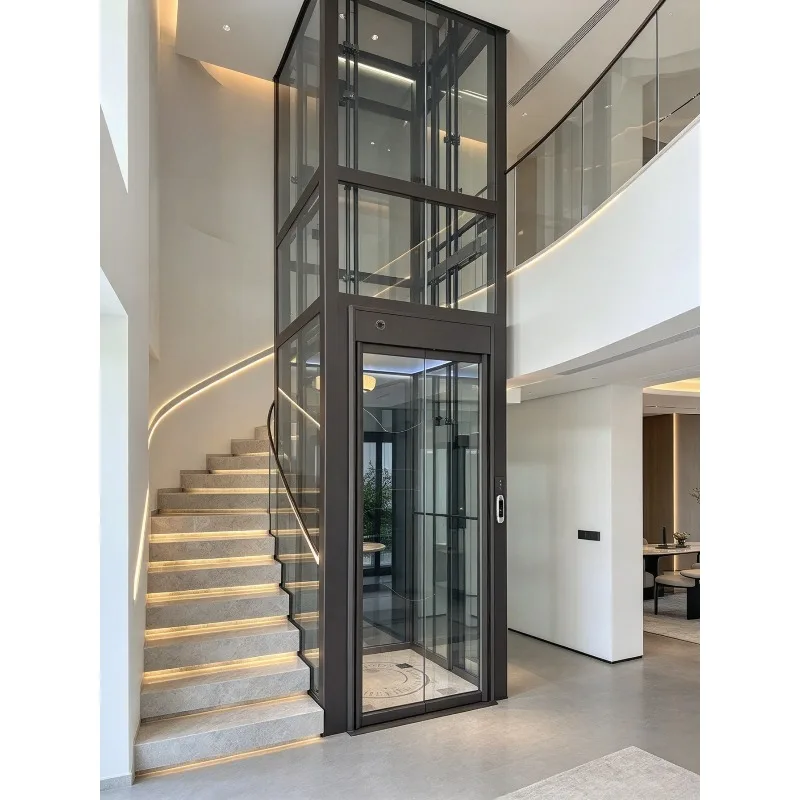 Mini Residential Lift 3 Floor Outdoor Home Elevator with Two Door Opening Custom Made Convenient Family Housekeeping Villa House