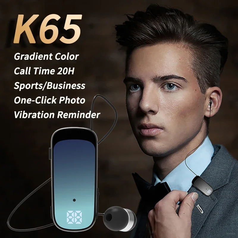 K65 Gradient Color Wireless Headphone Lavalier Business Bluetooth 5.2 Headset Call/Music 20H Vibration Reminder One-Click Photo