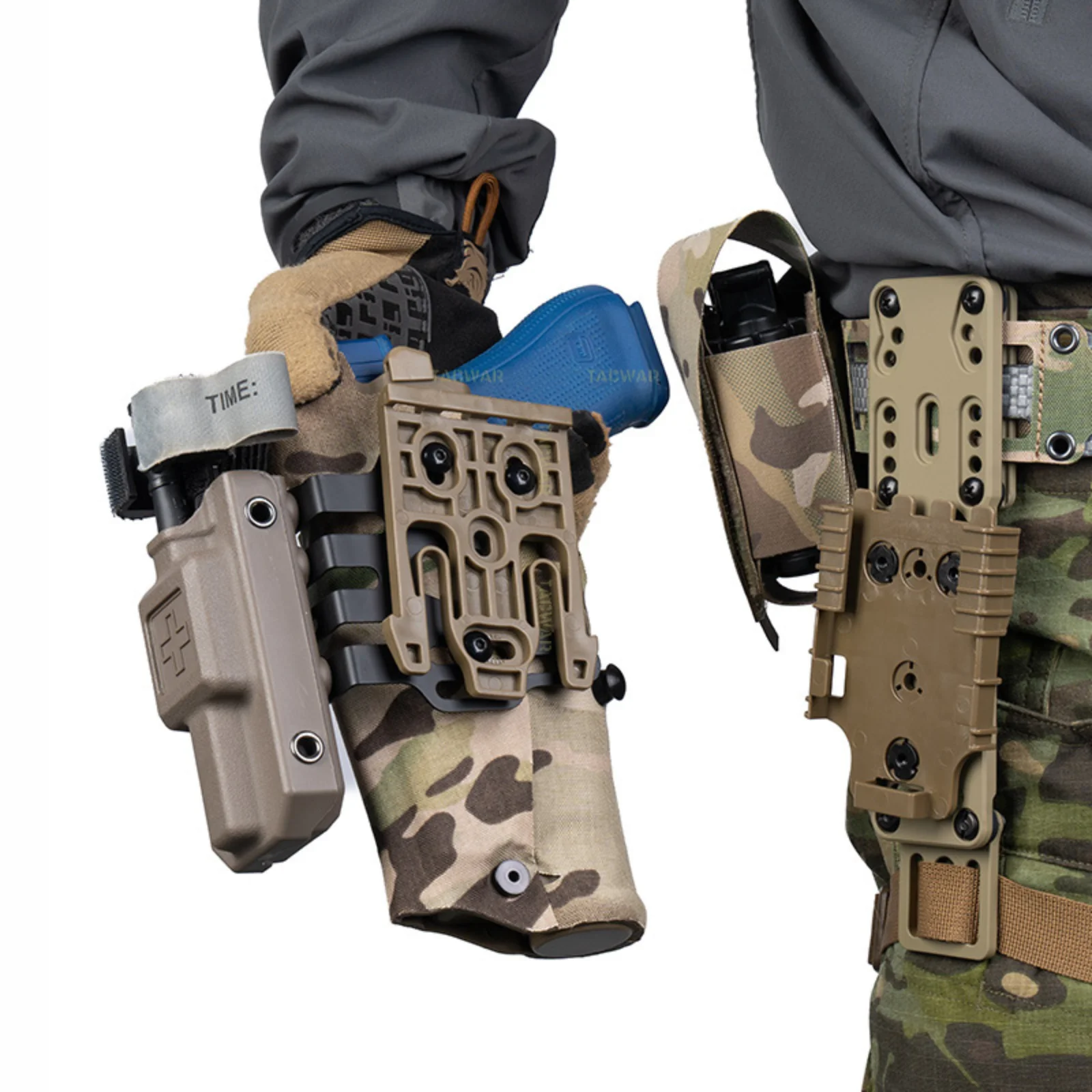 Tactical Tourniquet Holder for Gun Holster Adapter, Position-Adjustable Aluminum QLS Accessories for 3-Hole Right Holster view 6