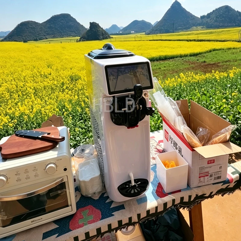 Professional Home Kitchen Ice Cream Machine Electric Touch Screen Soft Serve Small Strawberry Sundae Maker