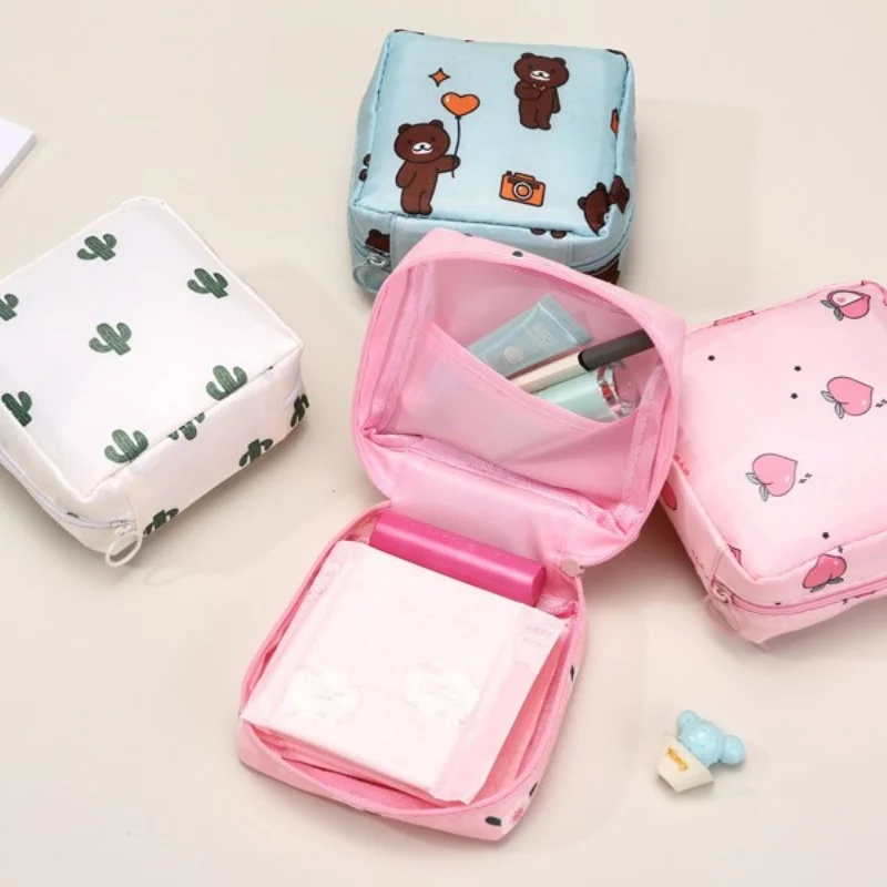 [1Pcs Women Sanitary Napkin Tampon Storage Bag Portable Waterproof Organizer Pouch Cartoon Pattern Sanitary Napkin Bag]