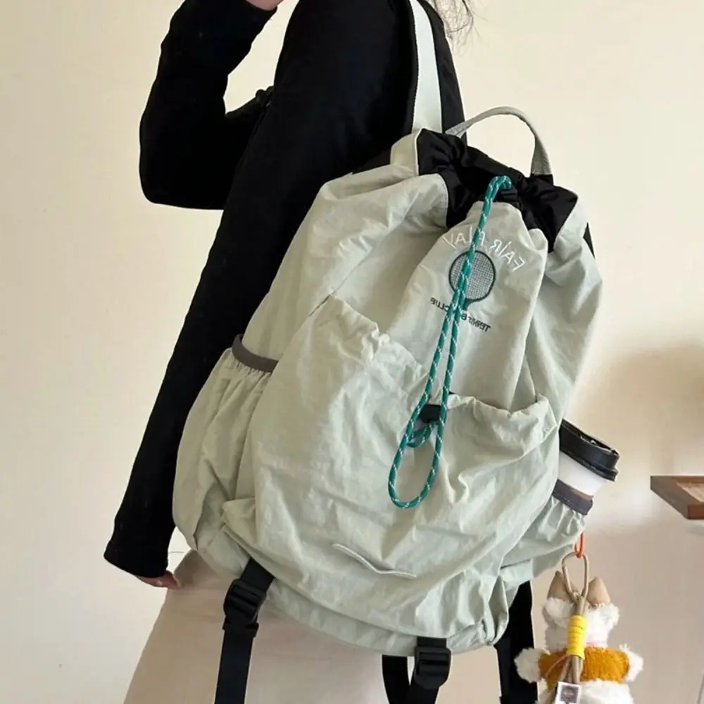 

Large Capacity Sport Racket Storage Backpack Nylon Badminton Fitness Shoulder Bag Tennis Korean Style Drawstring Fitness Bag