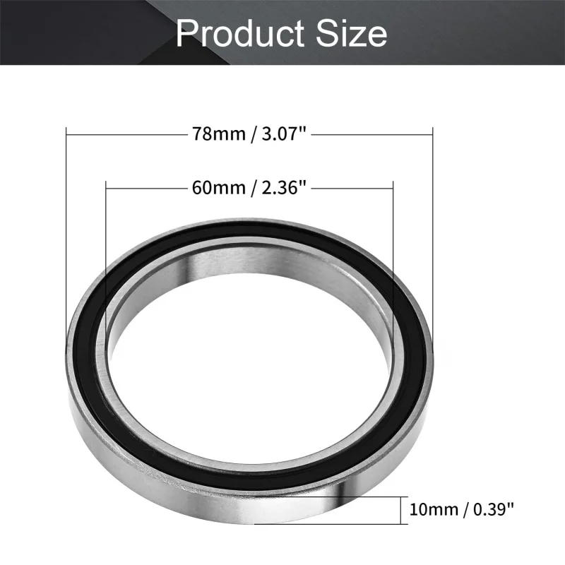 1Pcs 6812-2RS Deep Groove Ball Bearings, Double Sealed Bearings,  Chromium Bearing Steel, 2.36x3.07x0.39inch Ball Bearings